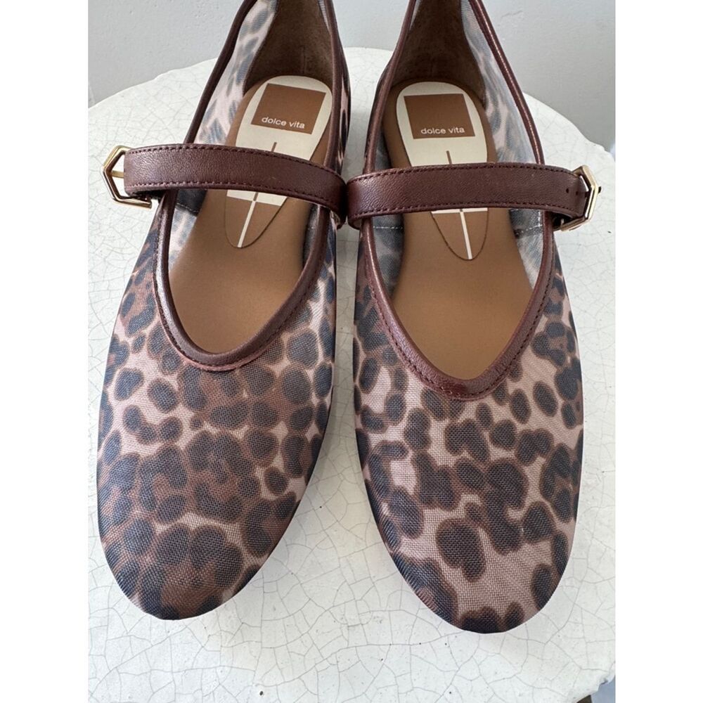 SOLD Dolce Vita ROSLYN Mesh Leopard Print Brown Mary Jane Ballet Flats Size 7 - Picture 10 of 10